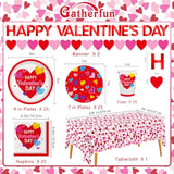 Valentine'S Day Party Supplies Set For 25 - Elegant Disposable Paper Plates, Napkins, Cups, Tablecloth & Banner, Valentine'S Day Party Decorations