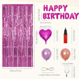 Balmylif Rose Gold Happy Birthday Party Decorations, Includes Happy Birthday Balloon Banner, 2 Foil Backdrops, 2 32-Inch Rosy Heart Balloons, Perfect For Birthdays, Valentine'S Day & Photo Backdrops