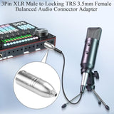Xlr Male To Locking Trs 3.5Mm Female Balanced Audio Adapter 3Pin Xlr Plug To Lockable 1/8 Trs Jack Microphone Connector 3Pin X-L-R To Locked 3.5Mm Converter, For Headphone Camcorder Mixer