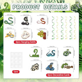 Reptile Birthday Party Decorations, Snake Birthday Banner Hanging Swirls Stickers, Reptile Snake Party Decorations For Boys Girls Animals Jungle Party Favors