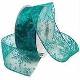 7405.60/50-603 Snowflake 2.5" X 50 Yd Nylon Sheer Wired Glitter Ribbon