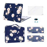 MOSISO Compatible with MacBook Air 13 inch Case 2022 2021 2020 2019 2018 Release A2337 M1 A2179 A1932 Retina, Plastic Camellia Hard Shell Case&Bag&Keyboard Skin&Webcam Cover&Screen Protector, Blue