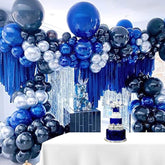 Navy Royal Blue Silver Balloon Garland Kit 160 Pcs Dark Blue Balloons Arch For Graduations Class Of 2025 Prom Party Birthday Decorations 50Th Men Bithday Supplies