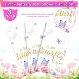 4 Butterfly Baby Shower Tablecloths, 54x108" Spring Disposable Party Covers