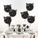 Black Cat Foil Balloons: Spooky Halloween Party Decorations - 8 Pcs