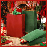 100 Pcs Red And Green Christmas Gift Bags Kraft Paper Bags With Handles Holiday Gift Bags For Wedding Baby Shower Bridal Shower Shopping Party Favor Business(13 X 10 X 5 Inch)