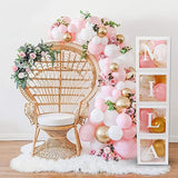 82 Pcs Baby Shower Decorations For Girl - Jumbo Baby Boxes With Letters 4X Baby & A-Z I Transparent Baby Blocks, Balloon Box White Pink Gold Confetti