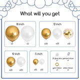 124pcs White and Gold Balloon Garland Kit for Wedding, Birthday, Baby Shower Decor