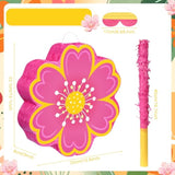 Daisy Flower Piñata Set With Blindfold And Bat Pink Flower Piñata Daisy Hippie Boho Game For Birthday Baby Shower Gender Reveal Wedding Floral Party Supplies Decorations (Pink Flowers)
