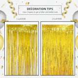 10 Pack Gold Foil Fringe Curtains 3.3x6.6ft Tinsel Backdrop for Parties