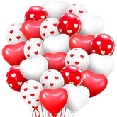 , Red And White Valentines Balloons - 12 Inch, Pack Of 40 | Heart Shap
