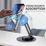 Magnetic Phone Stand For Desk, Aluminum Magsafe Stand Foldable Adjustable, Cell Phone Stand Holder Compatible With 16 15 14 13 12 Pro Max And Magsafe Case