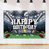 Football Happy Birthday Backdrop Banner American Football Victory Celebration Theme Background Decor For Fan Men Boys Girls Birthday Party Decorations Supplies 72X43In-
