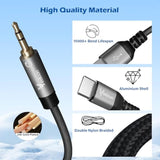 Usb C To 3.5Mm Aux Cable With Charging, 2 In 1 Usb C To 3.5Mm Car Stereo Aux Jack Cable With Pd 15W Usb A Charger Cord 3 Ft, Compatible With Iphone 16/15/Pro, Galaxy S24/S24+/S23 Ultra &