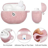 Case Compatible With Beats Studio Buds (2021) / Beats Studio Buds + (2023) Silicone Protective Case For Beats Wireless Earbuds With Keychain (Rose Gold)