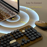 Wireless Keyboard And Mouse Combos, Retro Keyboard And Mouse Wireless Full Size, 2.4Ghz Connection And Optical Mouse For Windows, Mac, Pc, Laptop For Home And Office (Coffee-Black)