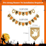 Halloween Burlap Banner: Ghost, Bat & "BOO" - Prestrung Party Decor
