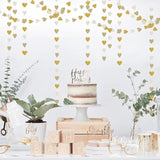 White And Gold Heart Garland Hanging Decorations, 52 Feet, Hanging Streamers For Christmas Party, Wedding, Birthday Parties, Graduations Parties, Valentine, Bridal Showersal (Gold-White Heart)