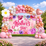 Mothers Day Decorations, 153PCS Mother’s Day Decorations for Party Pink Rose Gold Balloons with Large Happy Mother’s Day Banner Backdrop, Mothers Day Balloon Arch Kit