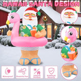 Christmas Inflatables Santa Claus Outdoor Decorations 6Ft Giant Hawaiian Santa Flamingo Swimming Ring Blow Up Yard Xmas