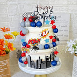 Spider Cake Topper With Spiders Webs Balls Stars Building Happy Birthday Cake Decorations For Boys Men Birthday Party Baby Shower Supplies