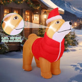 5.2 Ft Tall Christmas Inflatables Outdoor Decorations Blow Up Xmas Golden Retriever Dog Wearing Red Cotton Jacket With B
