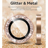 iPhone 16 Pro Camera Lens Protector Glitter Bling Tempered Glass Desert Gold
