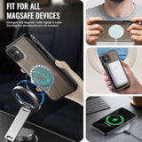 Compatible With Magsafe For Iphone 12/12 Pro Wallet Case Magnetic Card Holder, Rfid Blocking 2 In 1 Detachable Kickstand Shockproof Cover For Women Men, Brown