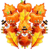12PCS Pumpkin Turkey Foil Balloons Maple Leaf Thanksgiving Party Decor