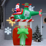 Christmas Inflatables Outdoor Decorations, 6Ft Inflatable Xmas Santa Claus With Helicopter On Gift Box, Lighted Blow Up