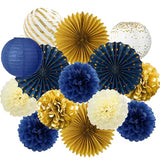 14 Pcs Navy Blue and Gold Party Decorations, Navy and Gold Decor