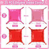 Pink Red Double Sided Square Foil Balloons Wall, 19 Inch Chrome Hot Pink Red Foil Balloons Tunnel Arch Kit For Girl Birthday Strawberry Valentine Theme Party Wedding Mother'S Day Decorations