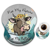 Ergonomic Mouse Pad With Wrist Support And Cup Coaster,Non-Slip Pu Base Ergonomic Design To Protect Your Wrist For Home Office Working Studying Easy Typing & Pain Relief(2 Pack - Funny Cow)