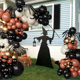 176Pcs Halloween Balloon Garland Arch Kit with Black Orange White Gold Spider Eyeball Bats