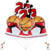 Basketball and sneaker foil balloons for sports-themed men’s and boys’ birthday décor