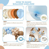 Boho Teddy Bear Balloon Arch Kit: Brown & Blue, 148-Piece