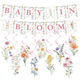 Baby in Bloom Floral Banner - Wildflower Theme Baby Shower Decor for Girls