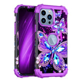 For Iphone 13 Pro Max Case,Glow In The Dark Three Layer Heavy Duty Shockproof Full Body Protection Hard Plastic Bumper+Soft Silicone Case For Apple Iphone 13 Pro Max 6.7 Inch,Dark Butterfly