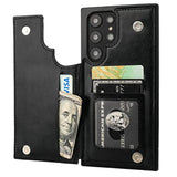 Onetop Compatible With Samsung Galaxy S22 Ultra Wallet Case With Card Holder, Pu Leather Kickstand Card Slots Case, Double Magnetic Clasp And Durable Shockproof Cover 5G 6.8 Inch(Black)