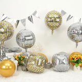 Disco Ball Balloons Gold Silver 4PC,Foil Disco Balloons 22 Inch