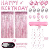 37pcs Pink Birthday Set - Banner, Balloons, Swirls & Decor for Girls Party