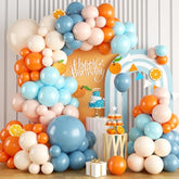 Orange, Blue & Teal Balloon Garland Kit 120pcs for Birthday, Baby Shower and Party Decor