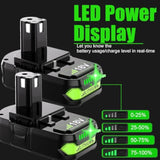 2-Pack 4Ah 18V Battery for Ryobi One+ P102 P108 P189 PBP Cordless Tools