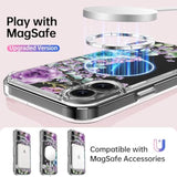 For Iphone 17 Case With Screen Protector - Wireless Charging - Crystal Acrylic Clear - Fashionable Designs For Women Girls - Slim Fit Protective Phone Cover, Colorful Succulents