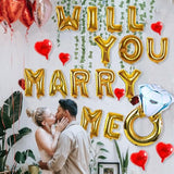 Will You Marry Me Letter Balloons Banner, 16Inch Gold Letter Foil Ball
