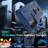 Case For Samsung Galaxy S25+ Plus 6.7-Inch With Slide Camera Cover+Screen Protector(1 Pack), Rotated Ring Kickstand Military Grade Shockproof Protective Cover-Navy Blue