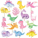 20Pcs Dinosaur Party Centerpiece Sticks Dinosaur Birthday Party Decorations For Girls Pink Dino Theme Centerpieces For Table Dino Roar Baby Shower Decorations Supplies