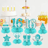Teal Sweet 16 Birthday Honeycomb Centerpieces: 8-Piece Table Decorations