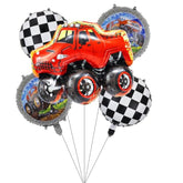 Monster Truck Birthday Party Decorations, Red Truck Balloons,Checkered Balloons For Kids Monster Truck Theme Birthday/Babyshower Party Decoration