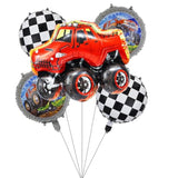 Monster Truck Birthday Party Decorations, Red Truck Balloons,Checkered Balloons For Kids Monster Truck Theme Birthday/Babyshower Party Decoration